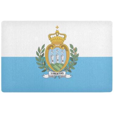 Imagem de TSENQUE Tapetes de porta com bandeira de San Marino, capachos bonitos para ambientes externos, antiderrapante, tapete de entrada para sapatos à prova d'água 81 x 50 cm