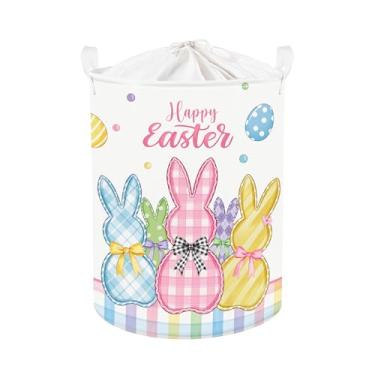 Imagem de Clastyle Adorável cesto de roupa suja de coelho da Páscoa, ovo, roupas infantis, cesta de armazenamento de livros, caixa de presente para pais, caixa de brinquedo para chá de quarto, coelho, 36 x 45