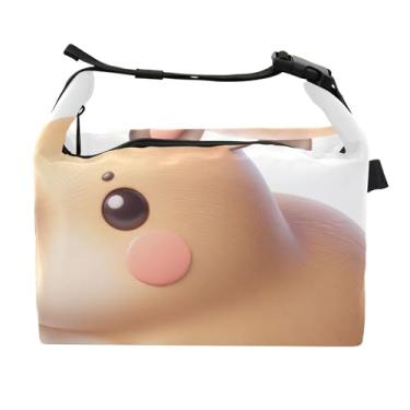Imagem de TSENQUE Lancheira fofa de desenho capivara para mulheres, lancheira com alça de ombro, lancheira para trabalho e adultos, linda bolsa isolada rosa para trabalho