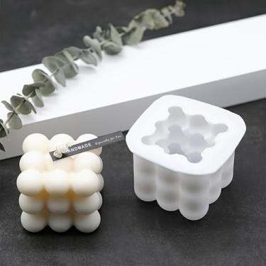 Imagem de 1 molde de cubo 3D de silicone flexível e reutilizável para fabricação de velas, moldes de sabão, fundição de resina e artesanato de decoração de casa, branco