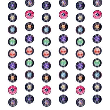 Imagem de Vomika 6 peças de decorações de festa de rock and roll, faixas retrô de discos de vinil, guirlandas de papel com tema de música colorida, serpentina pendurada com recorte para discos dos anos 50, 60