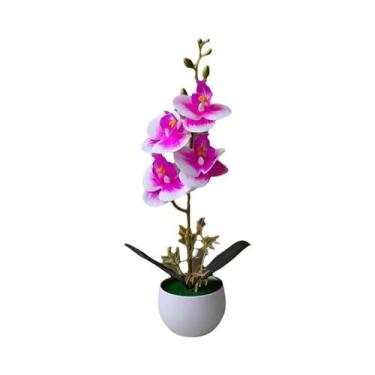 Imagem de Planta De Orquídea Artificial Realista Em Vaso De Plástico Para Decora