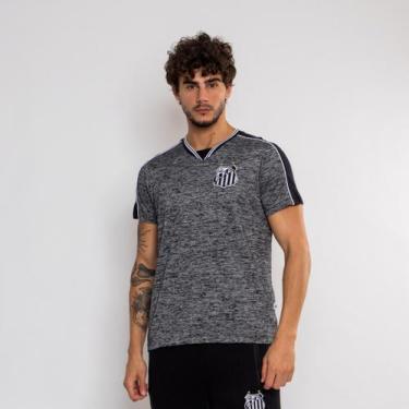 Imagem de Camiseta Masculina Santos Oficial Gola V Classic, Preto, GG