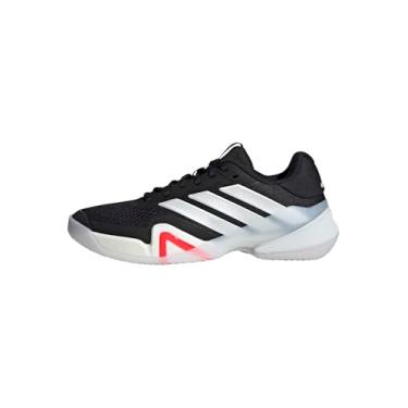 Imagem de adidas Tênis masculino Barricade 1/4 Clay, Preto/Zero Metálico/Vermelho lúcido, 38