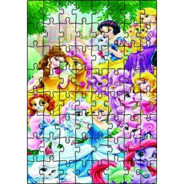 Imagem de Quebra-Cabeça Jogo Infantil Princesas 64 Peças MDF 18x26 - Brother'S M