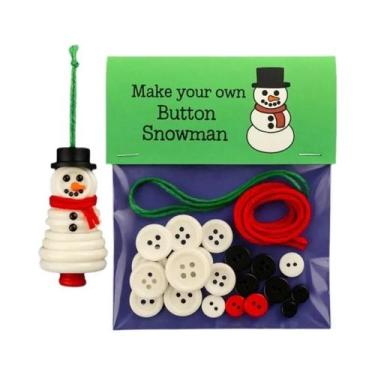 Imagem de Kit De Ornamento De Natal Artesanal Com Botão De Boneco De Neve E Papa