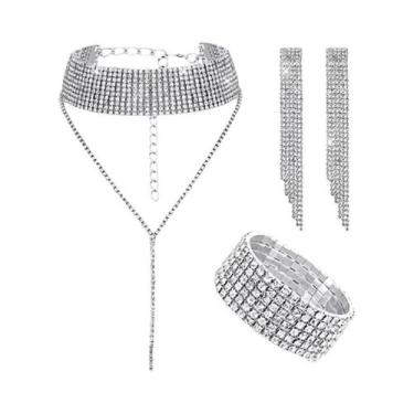 Imagem de Conjunto De Joias Minimalistas Femininas Da Moda 4 Peças Colar Brincos