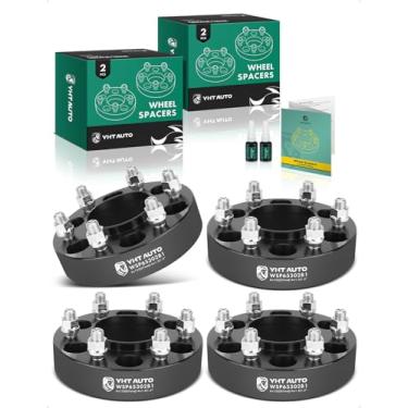 Imagem de YHTAUTO Espaçadores de roda centrados em cubo 6 x 5,3 polegadas de 1,5 polegadas compatíveis com Ford, modelos Lincoln, Expedition, F-150, Navigator 2015-2023 espaçadores de pneu com pinos M14 x 1,5, furo do cubo de 87 mm, 6 terminais, adaptadores de roda 4 peças