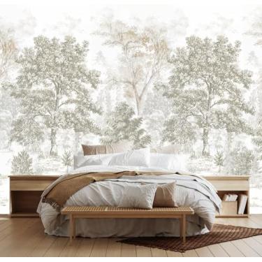 Imagem de LOOWAP Papel de parede mural autoadesivo floresta floresta vintage para quarto sala de estar