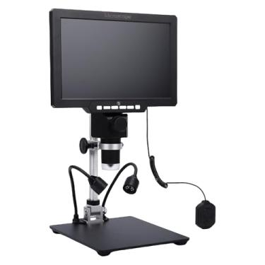 Imagem de Fockety Microscópio Digital, Lupa de Moeda Com Tela IPS de 10,1 Polegadas Gravação Em Tempo Real Ampliação de 2000X Microscópio Portátil para Smartphone (Com Bateria Plug UE 220V)