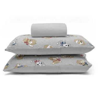 Imagem de Jogo de Lençol KazzaVip Casal Malha 100% Algodão Basic Dogs 3 Peças Ci