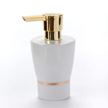 Imagem de Dispensador de sabão líquido para cozinha, dispensador de sabão de cerâmica para banheiro, dispensador de sabão engarrafado de hotel, dispensador de sabão para copo de enxaguante bucal, adequado para