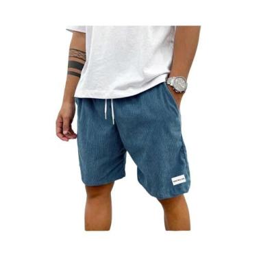 Imagem de Bermudas Casuais De Corduroy Para Homens, Cor Sólida, Para Praia, Basq