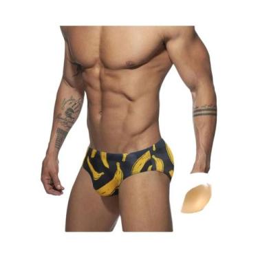 Imagem de Sunga Masculina Branca Sexy Moda Verão Estampada Para Praia E Esportes