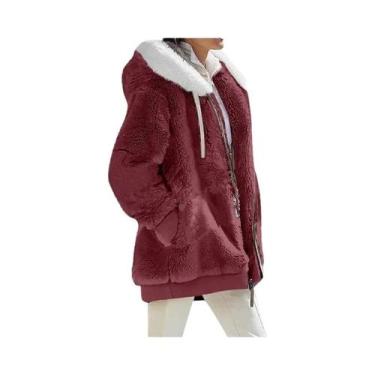 Imagem de Jaqueta Feminina De Inverno Com Capuz E Zíper Em Cashmere E Fleece, Ca