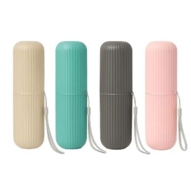 Imagem de Porta Escova de Dente e Pasta, Design Moderno em Plástico com Alça, 4 Cores Disponíveis, Fecho Seguro, Compacto e Higiênico - Vendido por Unidade (Verde)