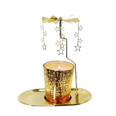 Imagem de Velas perfumadas de lavanda com carrossel, suporte de vela rotativo, presentes para mãe, esposa, aniversário, dia dos namorados, presente de aniversário exclusivo para irmã e namorada (estrela de