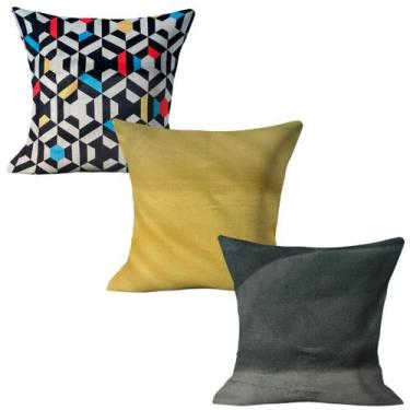 Imagem de Kit 03 Capas de Almofada 45x45cm Decorativas Sala Quarto Sofá - Love4h