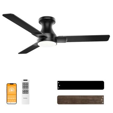 Imagem de DAMINY Ventiladores de teto de 106 cm com luzes, 3 lâminas, 6CCT, ventilador de teto de baixo perfil com luz e controle remoto, ventilador de teto para quarto, cozinha, uso interno/externo, montagem