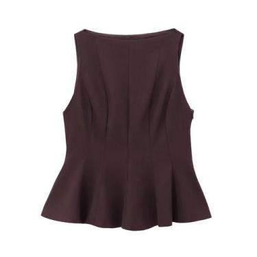 Imagem de Blusa Feminina Elegante Com Babados Na Barra, Sem Mangas, Ajuste Slim,