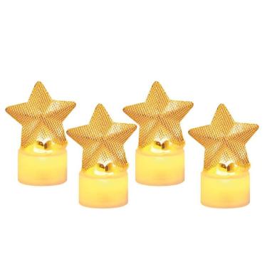 Imagem de Kit 4 Velas Eletrônicas Estrela Aramada Dourado Natal Led 7cm - Magizi