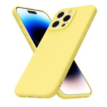 Imagem de uvcoat Capa de silicone para iPhone 14 Pro, capa fina de gel de borracha macia para mulheres e meninas, linda capa de telefone TPU fosco com proteção total da câmera, design simples minimalista