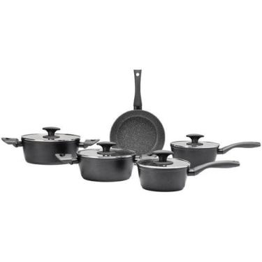 Imagem de Jogo de Panelas Brinox Antiaderente de Alumínio - Preto Orion Ceramic 