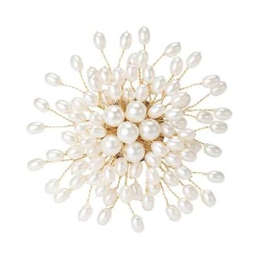 Imagem de Broche De Flor De Pérola Artesanal Unissex Para Mulheres, Acessório De