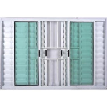 Imagem de Janela Veneziana de Alumínio 6 Folhas 1,00 X 1,80 Com Grade Cor Branco