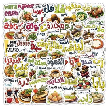 Imagem de Pacote de adesivos de comida do Oriente Médio, 50 unidades de culinári