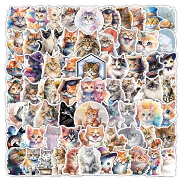 Imagem de Pacote de adesivos Cute Cat Watercolor Cartoon Kitten 100 unidades - Y