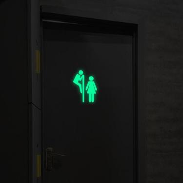 Imagem de Adesivos de parede Glow in The Dark Toilet Restroom Sign PVC - yiweisa
