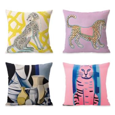 Imagem de Conjunto de fronhas Artístico Animal e Decorativo Abstrato x4 - yiweis