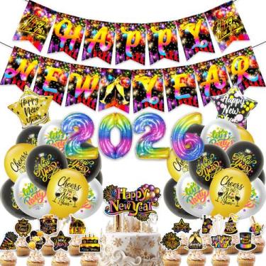 Imagem de Conjunto de decoração de festa de Ano Novo 43 unidades 2026  Feliz Ano
