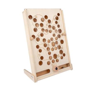 Imagem de Máquina de jogo de pinball de madeira equilibra a coordenação mão-olho