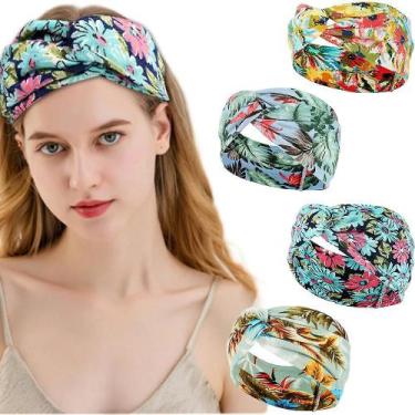 Imagem de Bandana Kavya 4 peças Boho para mulheres com estampa elástica - Gloome