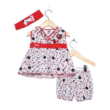 Imagem de Vestido Flamengo Bebê com Shorts e Tiara Oficial