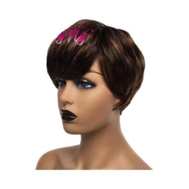 Imagem de Peruca Pixie Cinza Com Franja, Curta, Ombre, Ondulada Natural, Cabelo 