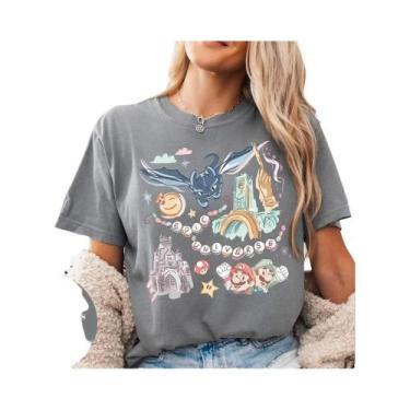 Imagem de Camiseta Feminina De Algodão Retrô Disney, Solta, Respirável, Gola Red