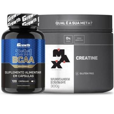Imagem de Bcaa 120 Caps Growth + Creatina Pura 300g Max Titanium