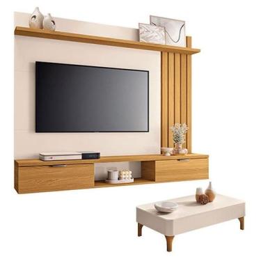 Imagem de Painel Suspenso Lets Cinamomo Off White com Mesa de Centro Liz Off Whi