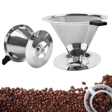 Imagem de Filtro de Café em Aço Inox Malha Fina Reutilizável Coador - Fullcommer