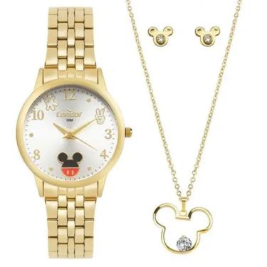 Imagem de Kit Relógio Feminino Disney Mickey Condor CO2035NHE/K4K Dourado