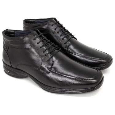 Imagem de Bota Masculina Social Jota Pe 3D Cano Curto Couro, Preto, 37