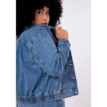 Imagem de Jaqueta jeans plus size cropped com brilho lunender 20517, GG