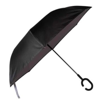 Imagem de Guarda Chuva Invertido Mor 2 Cores Fácil Fechamento Botão Abrir, Preto
