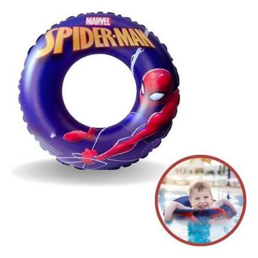Imagem de Boia Infantil Redonda Circular 30kg Homem Aranha Inflável - HOME22