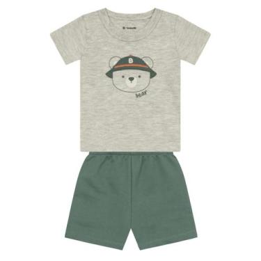 Imagem de Conjunto bebê menino com bordado Brandili Baby, G, Cinza