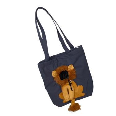 Imagem de Bolsa de Transporte para Pets Ideal Importados BSL3906 Estampa Leão Náilon Azul Marinho 43CM