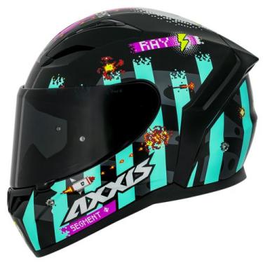 Imagem de Capacete Masculino Axxis Segment Ray Preto Brilho Azul Moto, AZUL - B7